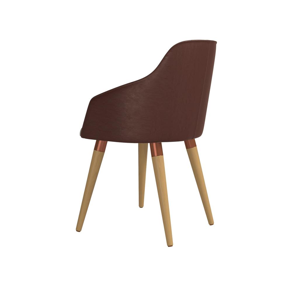 Brown Fabric Leather Accent Chair Set of 2 O568