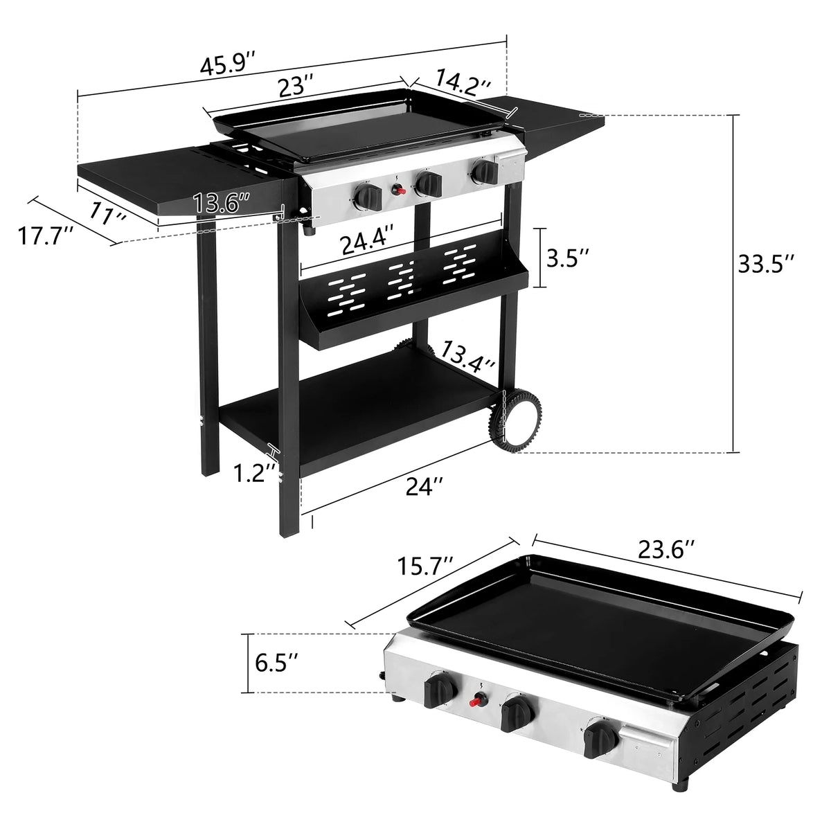 3-Burner Propane Griddle L584