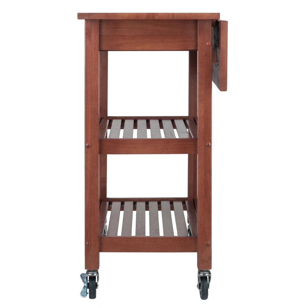 Walnut Drop Leaf Wood Kitchen Utility Cart T76572