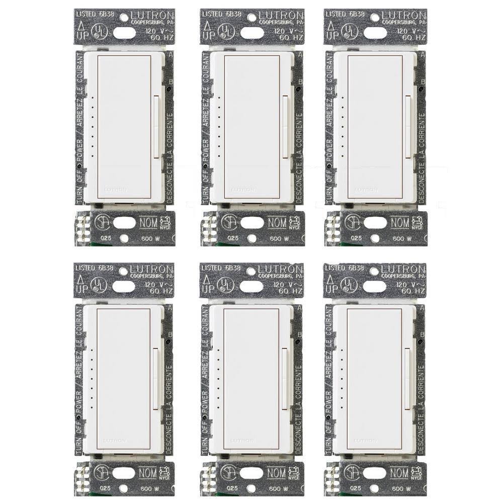 Dimmer Switch for Dimmable LED, Halogen & Incandescent Bulbs, White 6-Pack H11013