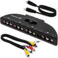 RCA Splitter with 4-Way Audio Video Switch Selector Box, RCA Patch Cable and S-Video Cable, Pack of 2 L5688