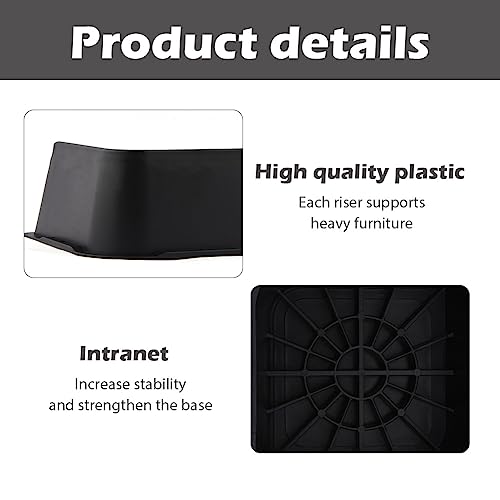 Black 4pcs Adjustable Furniture Risers C228793