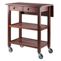 Walnut Drop Leaf Wood Kitchen Utility Cart T76572