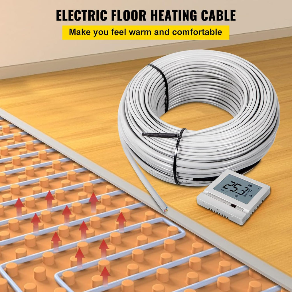 Floor Heating Cable 145.3 Square Feet Waterproof Insulated Temperature Control Panel Pack of 2 B99145