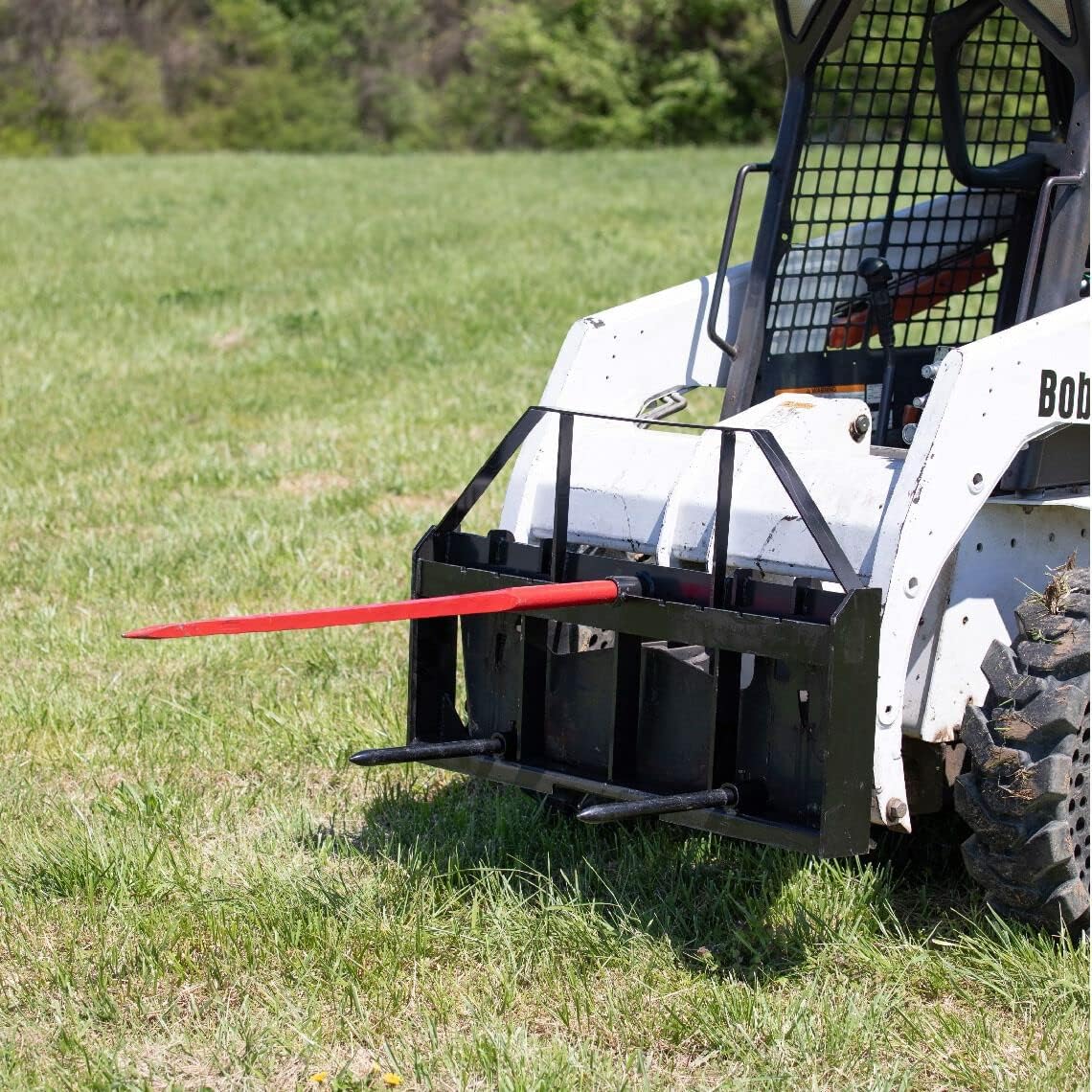 Skid Steer Hay Frame Attachment with 43" Hay Spear and Stabilizers, 4,000 LB T210