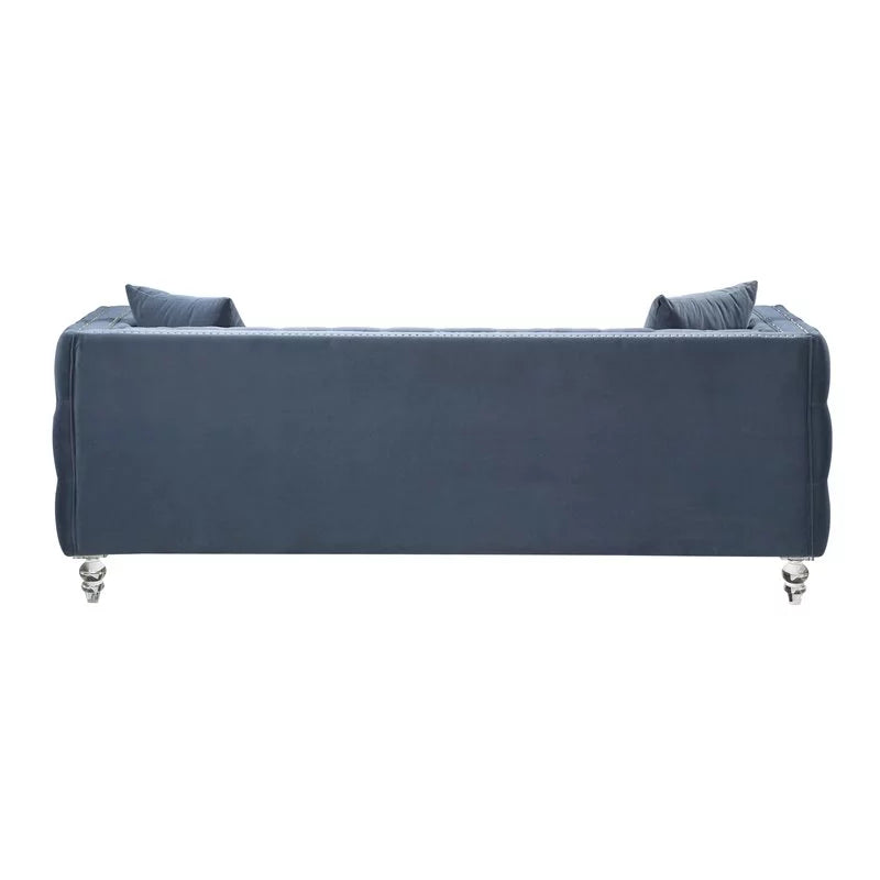 Dark Blue Button Tufted Velvet Sofa A17779
