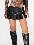Punk Midi Leather Buckle Skirt M3479