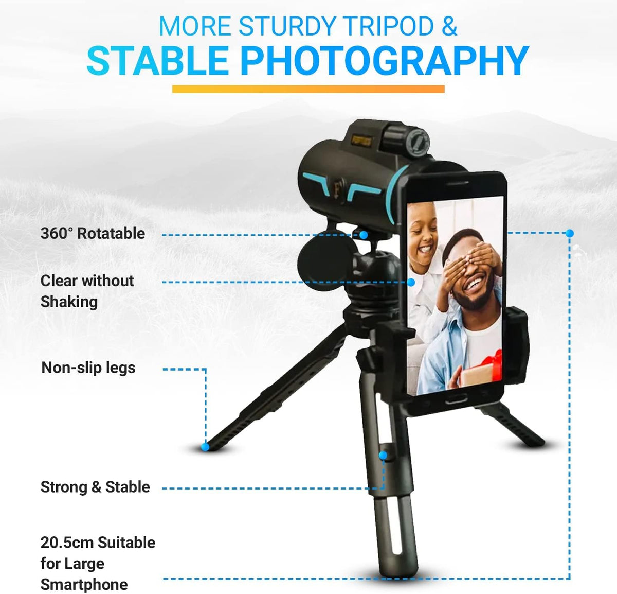 10 x 42 Monocular Telescope with Tripod and Smartphone Holder Q174723