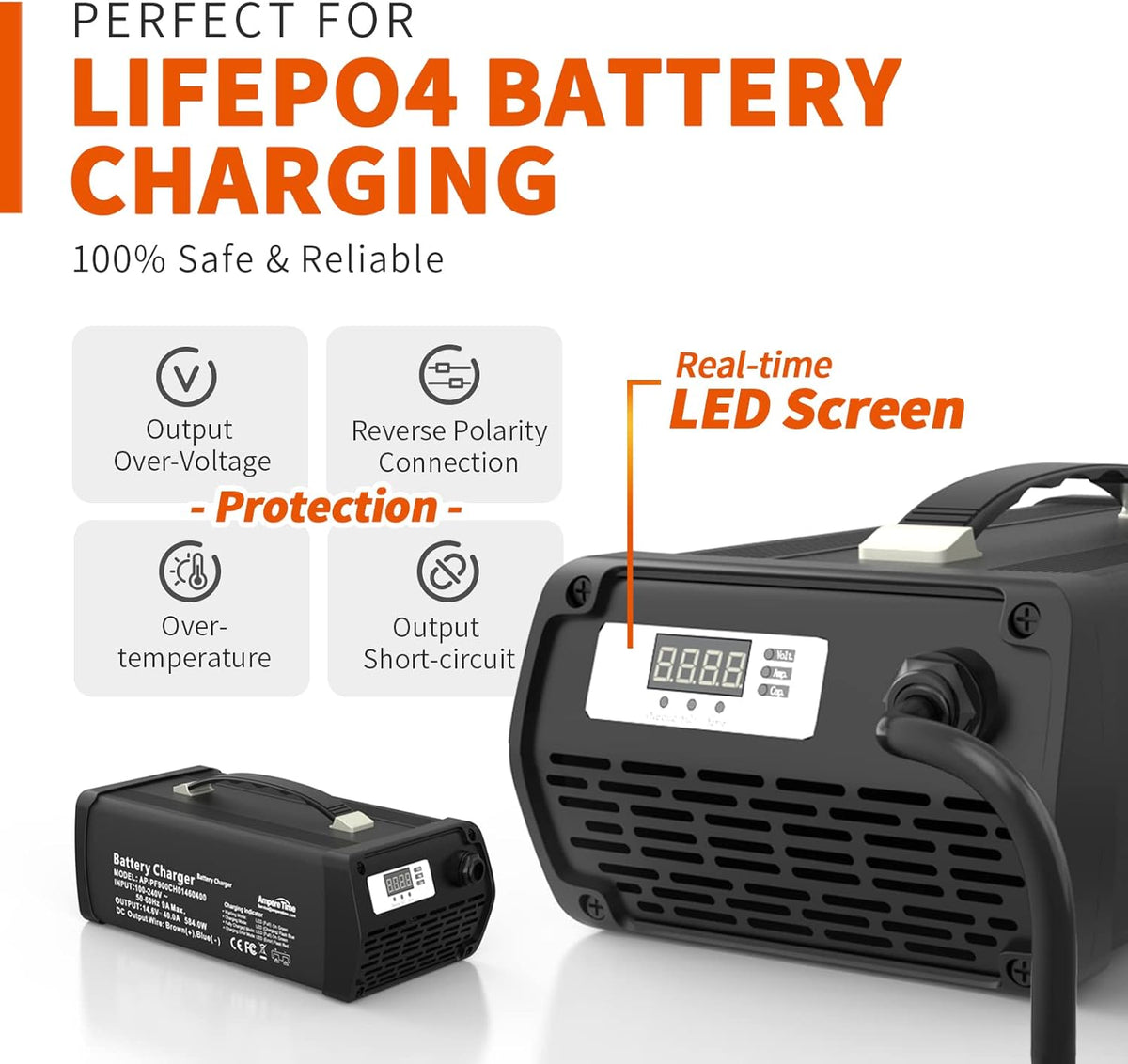 12V 400Ah LiFePO4 Battery with 250A BMS and 14.6V 40A Charger C443