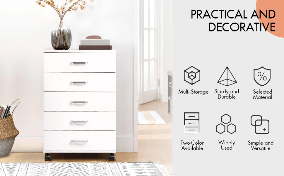 White 5 Drawer Storage Dresser H27232