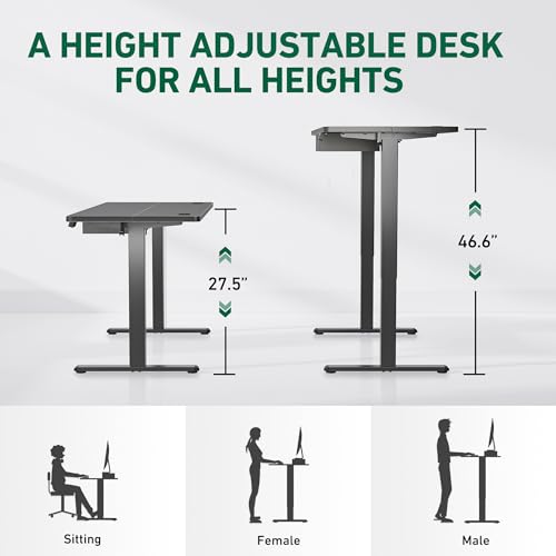 55 x 24 Inches Adjustable Height Electric Standing Desk with Drawer Y87790