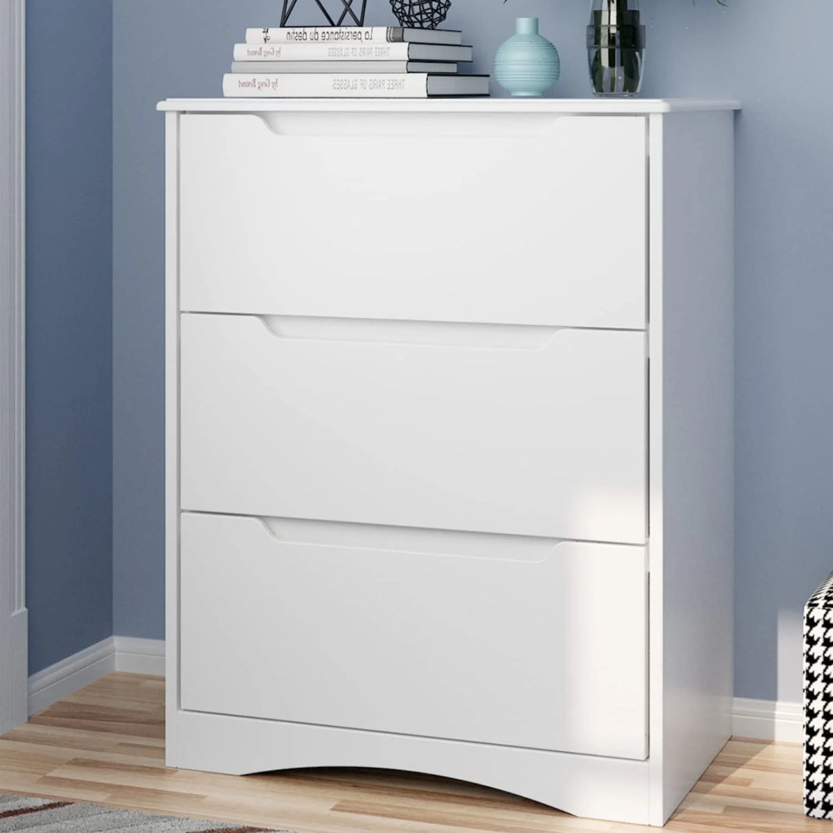 White 3 Drawer Wood Dresser J326800