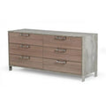 Brown Oak Gray Six Drawers Wood Dresser V7672
