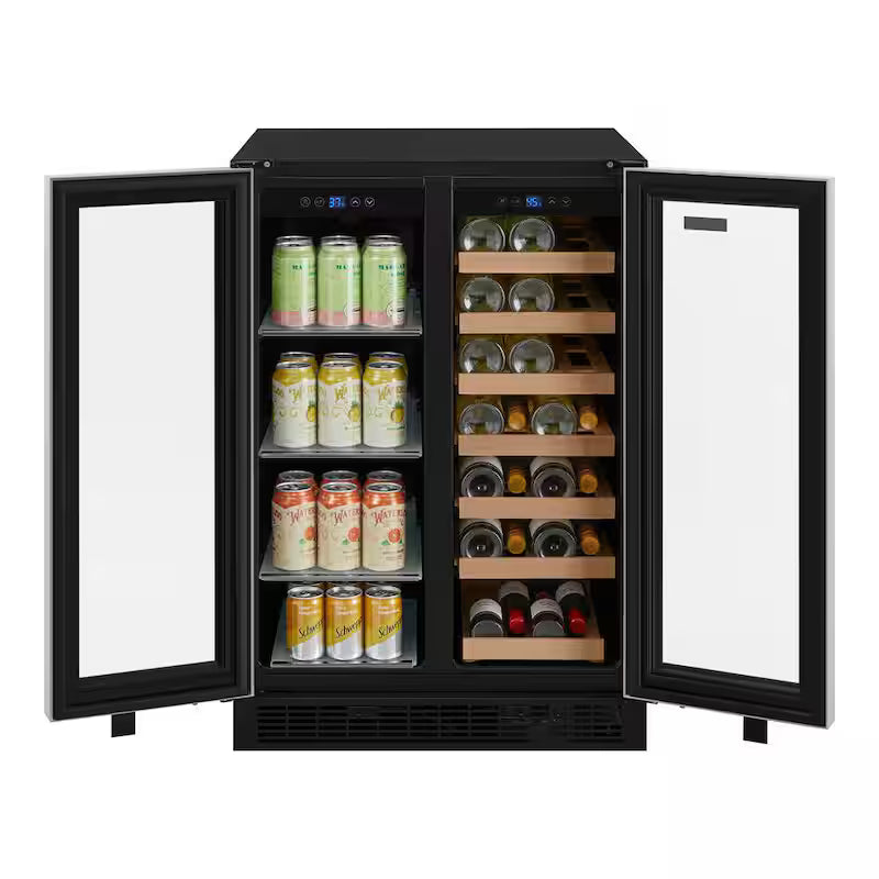 24 in. Built-in 27-Bottle Wine and 60-Can Beverage Cooler in Stainless Steel M70120