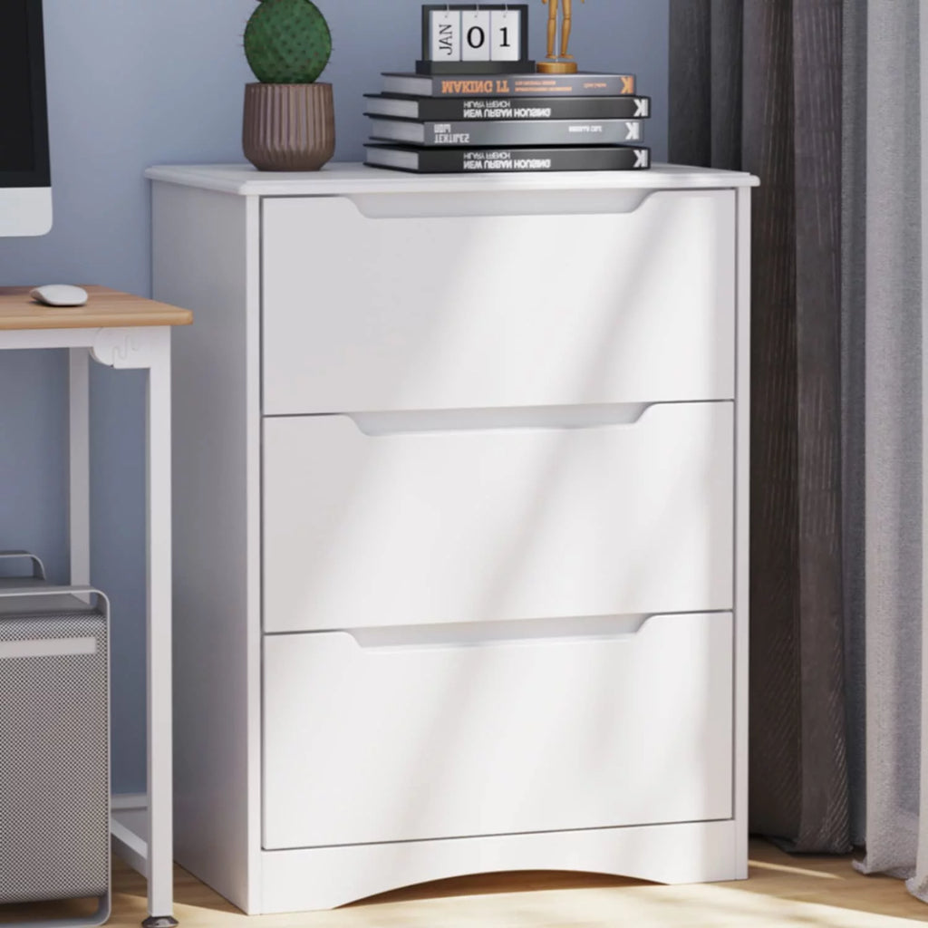 White 3 Drawer Wood Dresser J326800