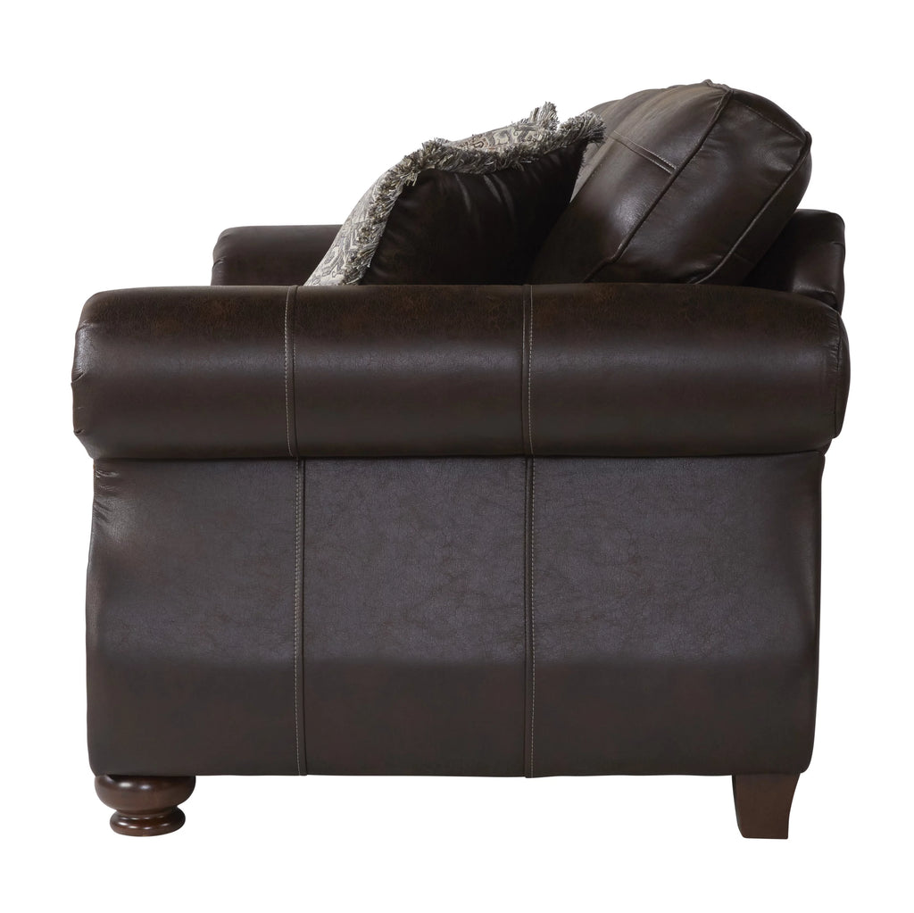 Espresso Faux Leather Sofa and Loveseat Set Y38437
