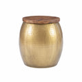 Gold Metal and Wood Storage Side Table L18446