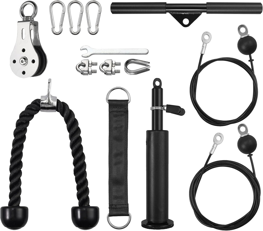 Fitness Pulley System with Tricep Rope, LAT Pull Down Bar P62535
