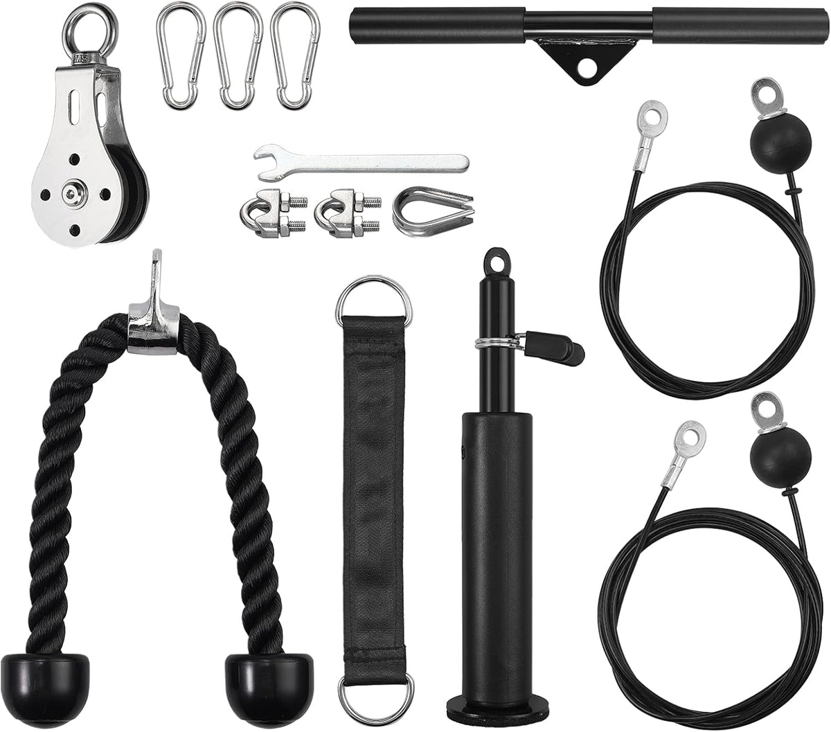 Fitness Pulley System with Tricep Rope, LAT Pull Down Bar P62535
