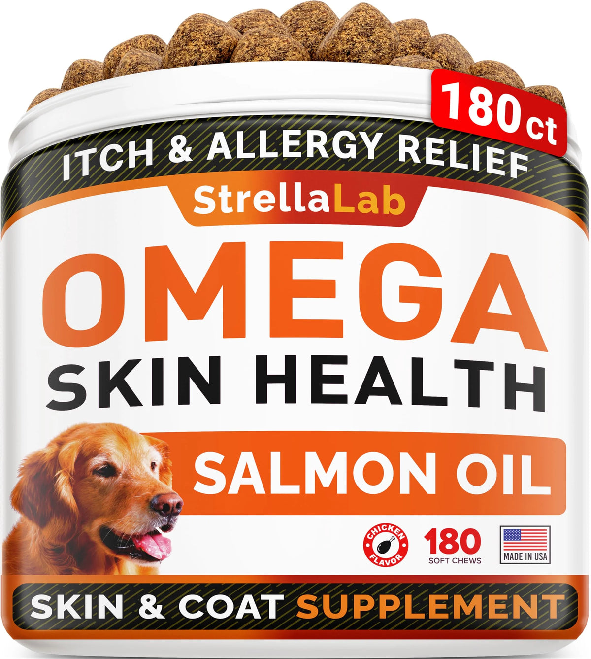 Omega 3 Fish Oil Chews for Dogs 180 Ct Chicken Flavor A39258