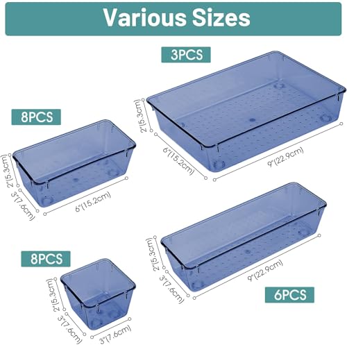 25 PCS Clear Plastic Drawer Organizer Set, 4 Sizes F12663