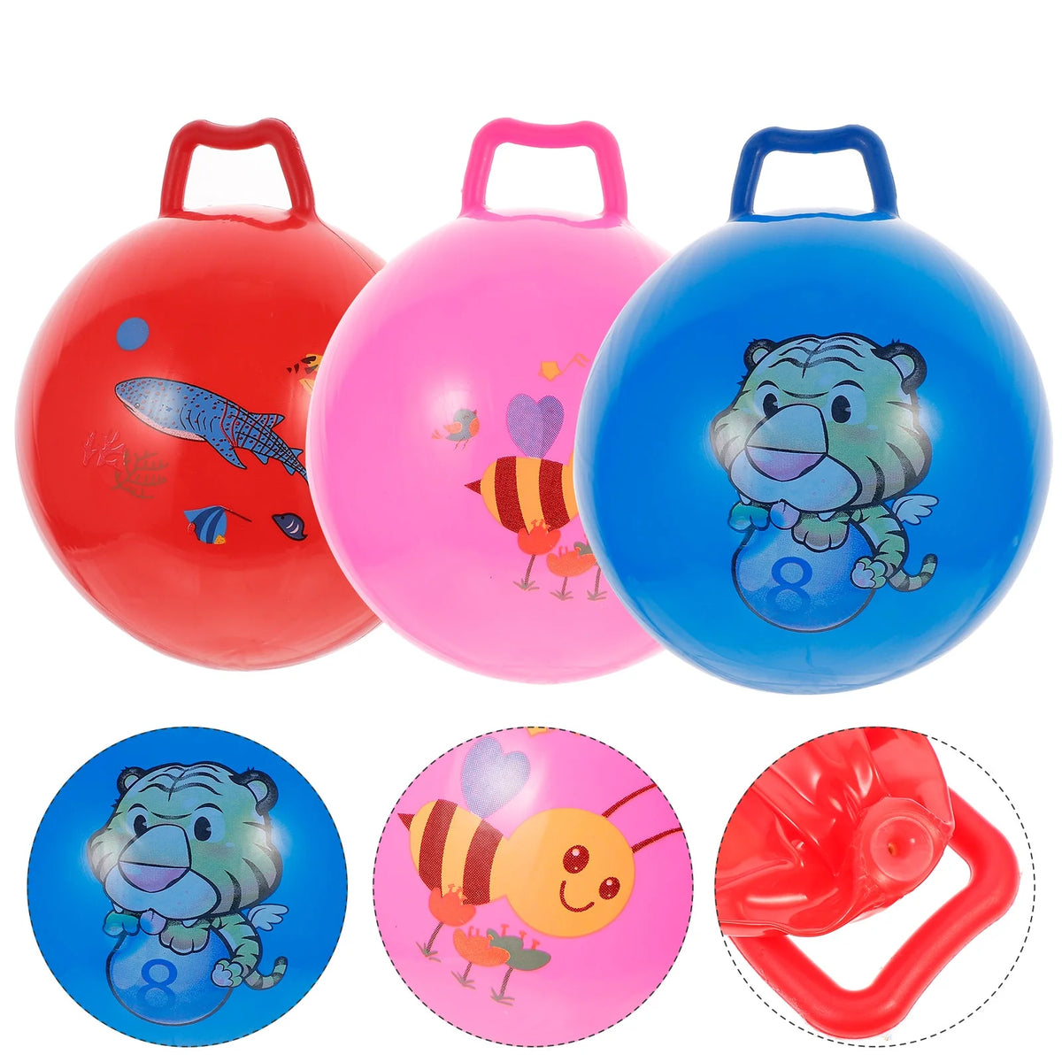 3Pcs Inflatable Hopper Balls with Handle R34499