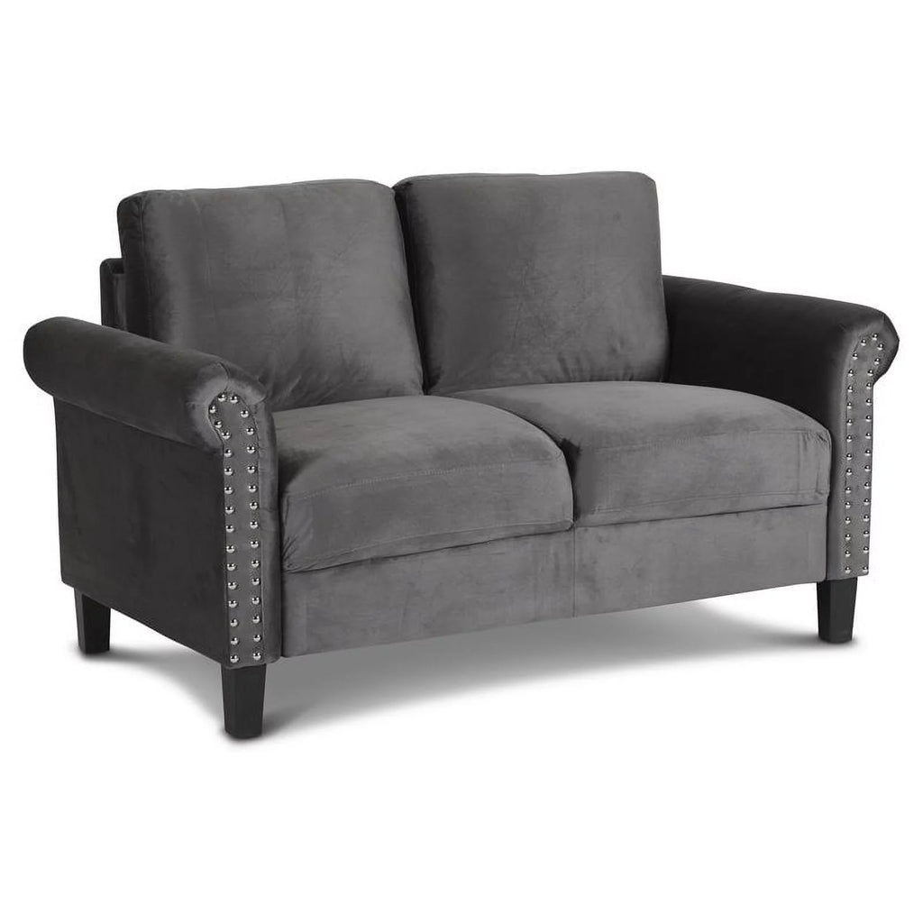 Gray Polyester Fabric Loveseat W54292
