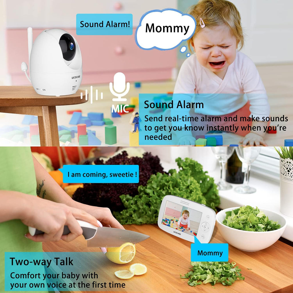 Baby Monitor with Camera and Audio, Night Vision, PTZ, Motion Detection, Auto Tracking, Temperature Monitor, 2-Way Talk B162789
