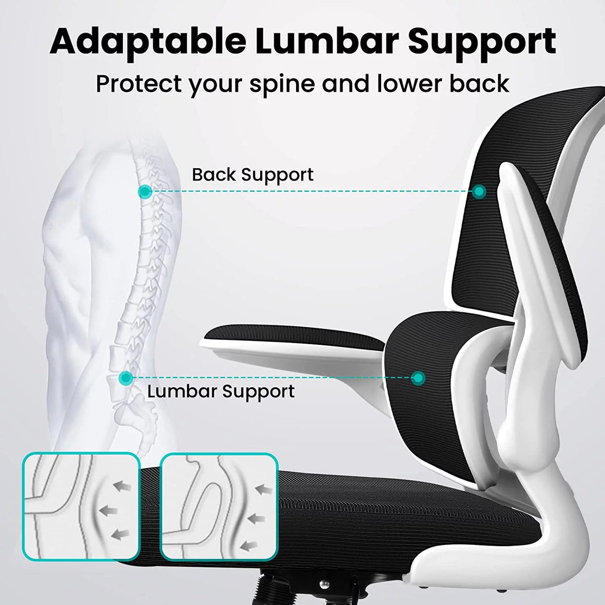 White Ergonomic Office Chair with Lumbar Support Q251127