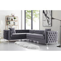 Grey Velvet Corner Sectional Sofa E603175