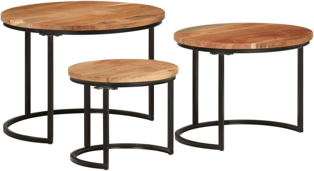 Solid Acacia Wood Nesting Side Tables Set of 3 M734