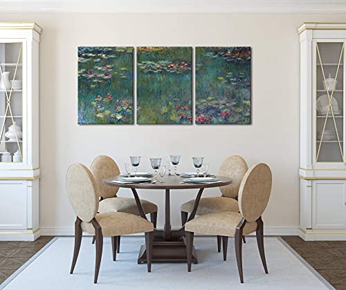3 Panels Framed Canvas Wall Art Water Lilies B55397