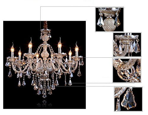 Cognac 8 Lights K9 Crystal Chandelier Ceiling Pendant Lamp 31x28 Inch W80793
