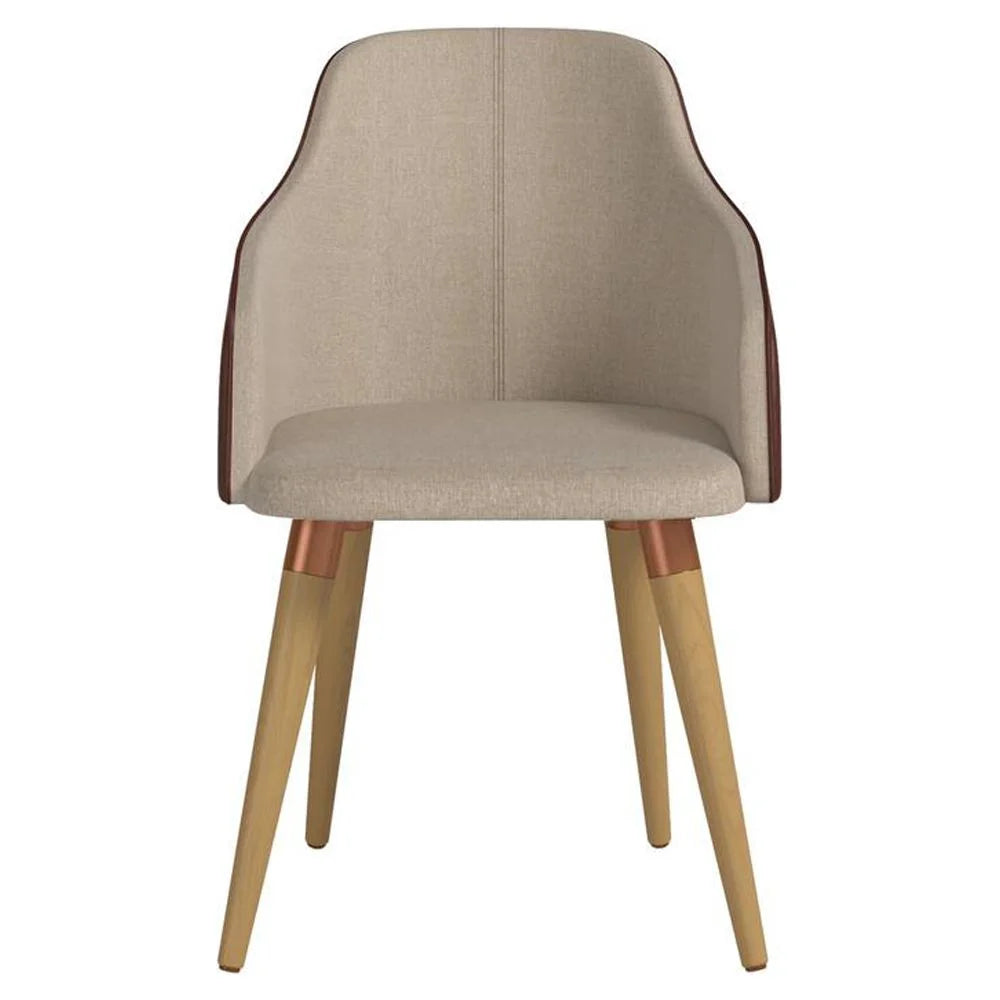 Brown Fabric Leather Accent Chair Set of 2 O568