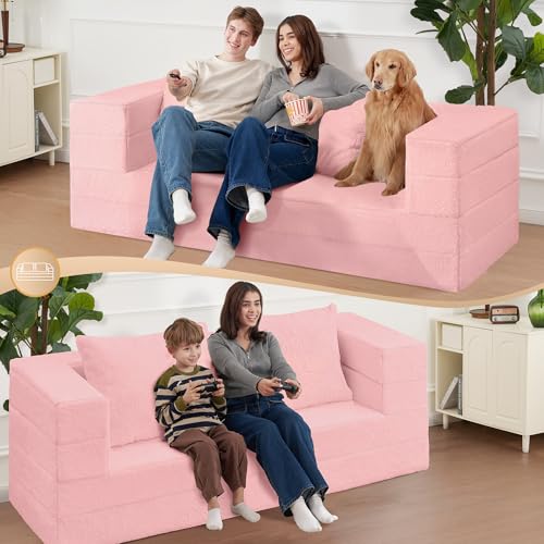 Faux Fur Convertible Bean Bag Sofa Bed with Pillow B234