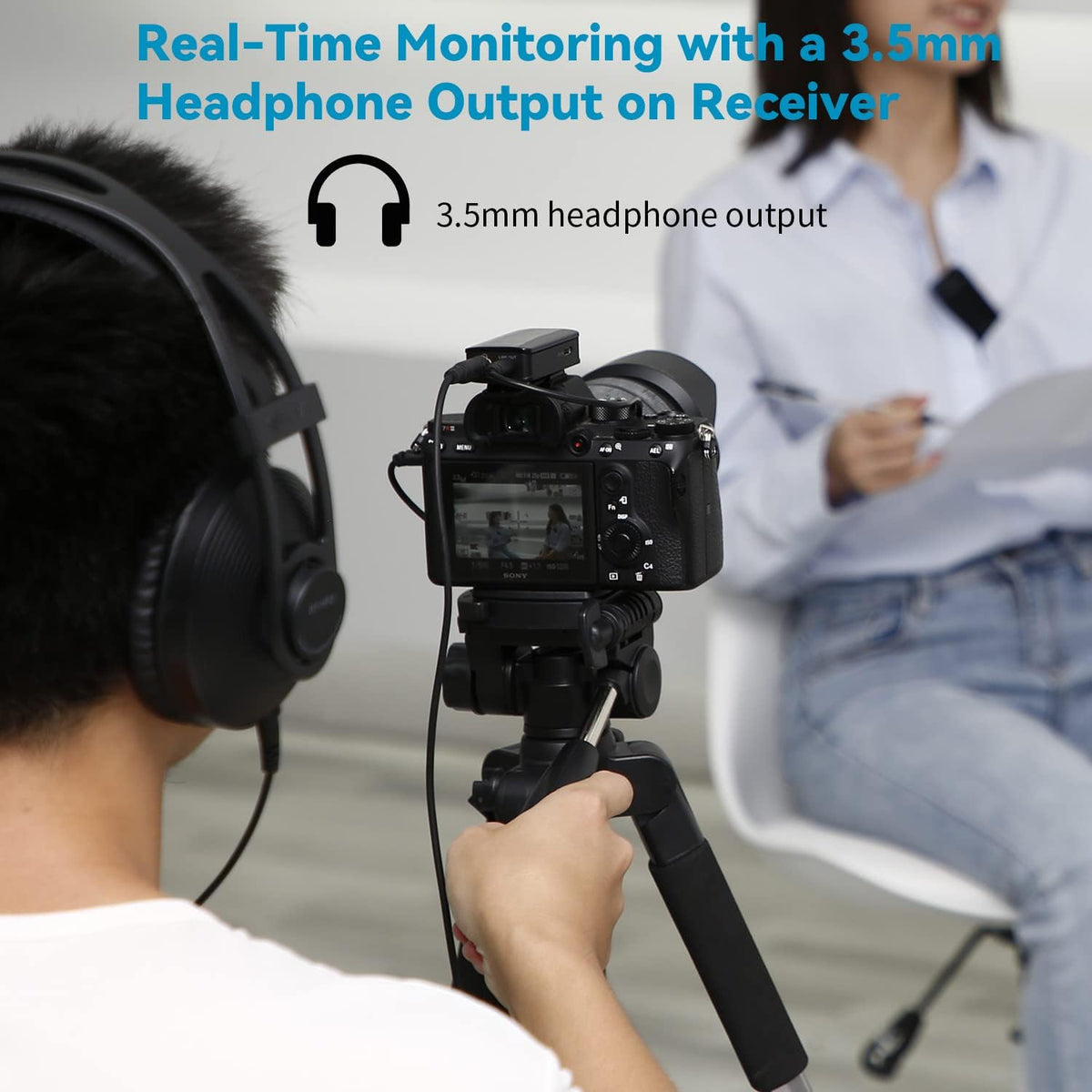 2.4GHz Wireless Dual Channel Cordless Lavalier Microphone System for Phone Camera U9309