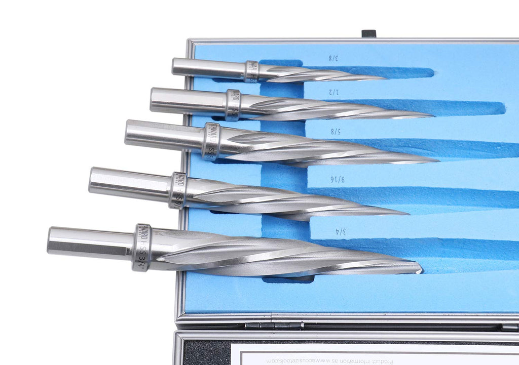 5 Pc H.S.S. Spiral Flute Car Reamer Set with Aluminum Case U552016