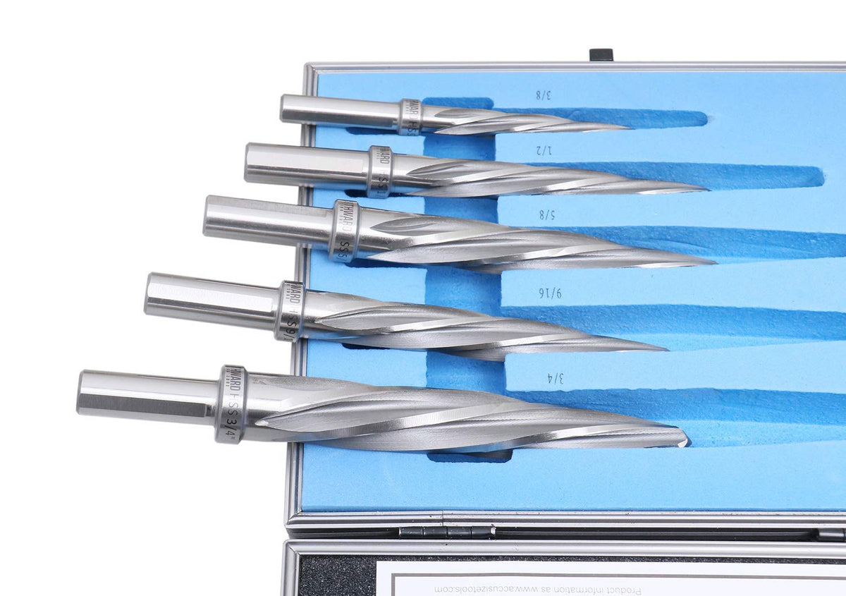 5 Pc H.S.S. Spiral Flute Car Reamer Set with Aluminum Case U552016
