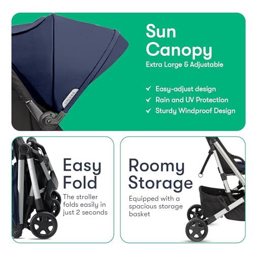 Compact Lightweight Foldable Stroller with Rain Cover and Cup Holder (Black) P1338