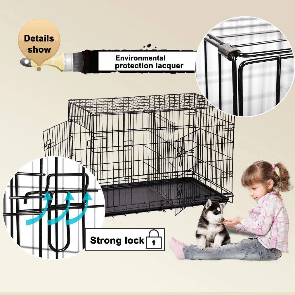 42x22 Pet Folding Dog Crate Kennel with ABS Tray B357