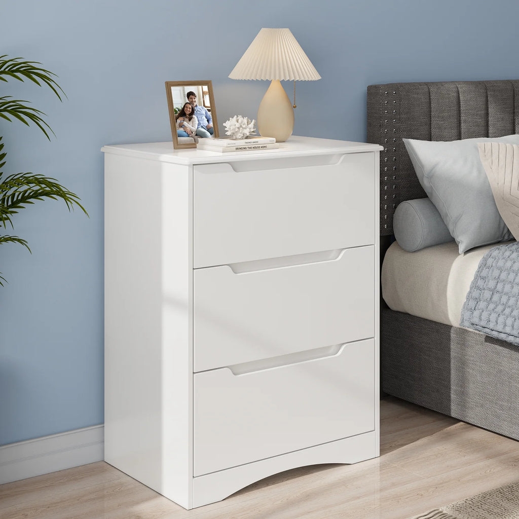 White 3 Drawer Wood Dresser J326800