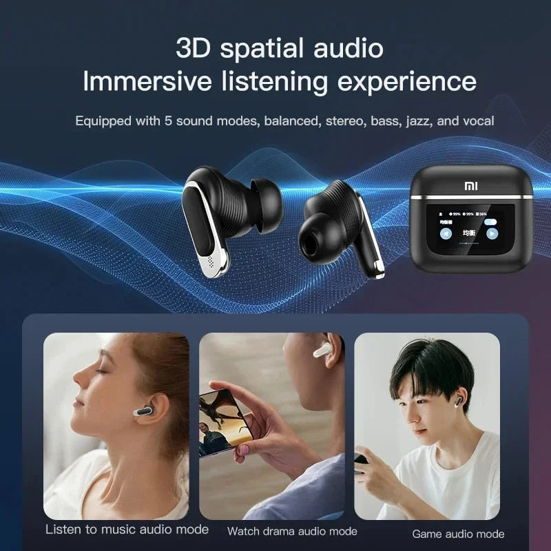 Wireless Bluetooth Headphones with ANC and LCD Touch Screen C483