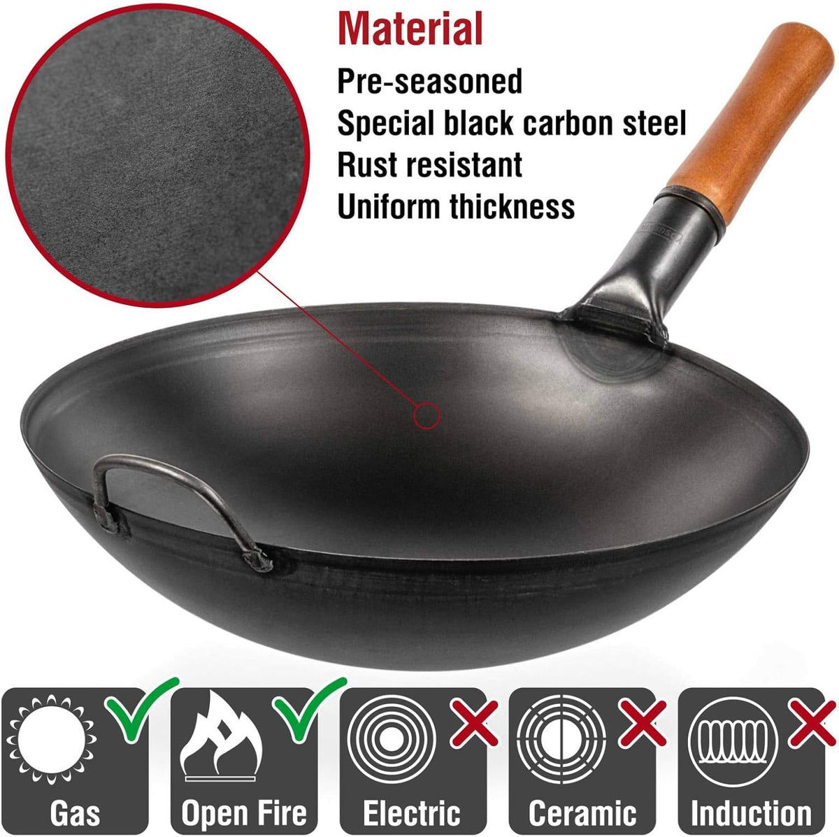 14" Carbon Steel Wok Pan N9963