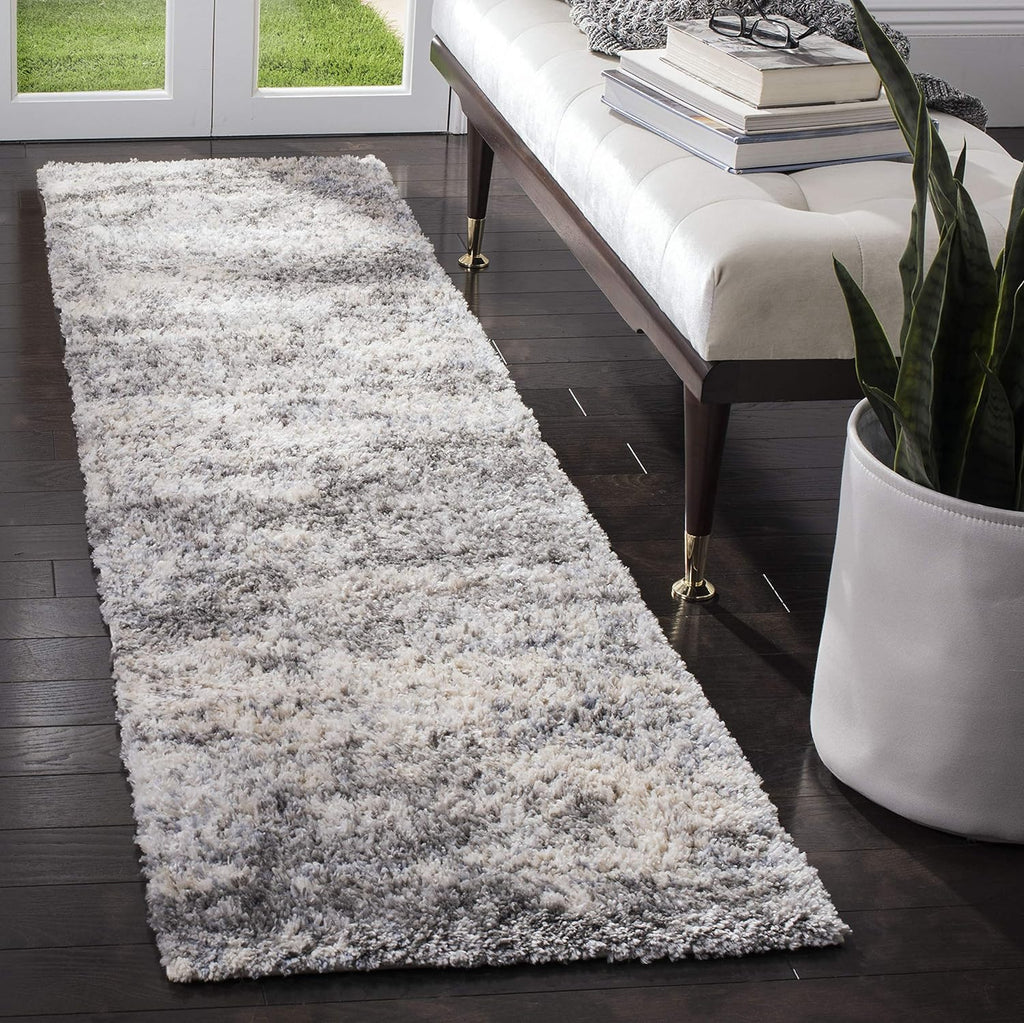 2' x 22' Grey Cream Plush Runner Rug I239638