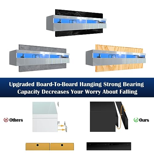 71" Floating TV Stand with Led Lights and Power Outlet V475