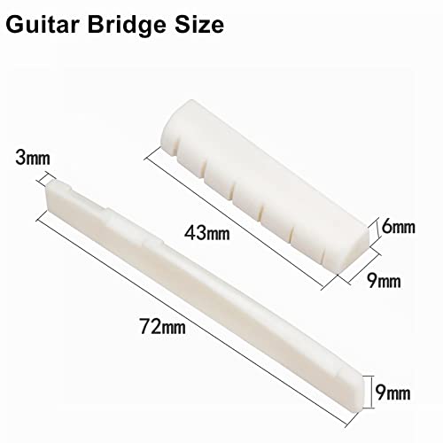 Acoustic Guitar Bone Bridge Saddle with 6pcs Abalone Dot Bridge Pins and Pins Puller S538