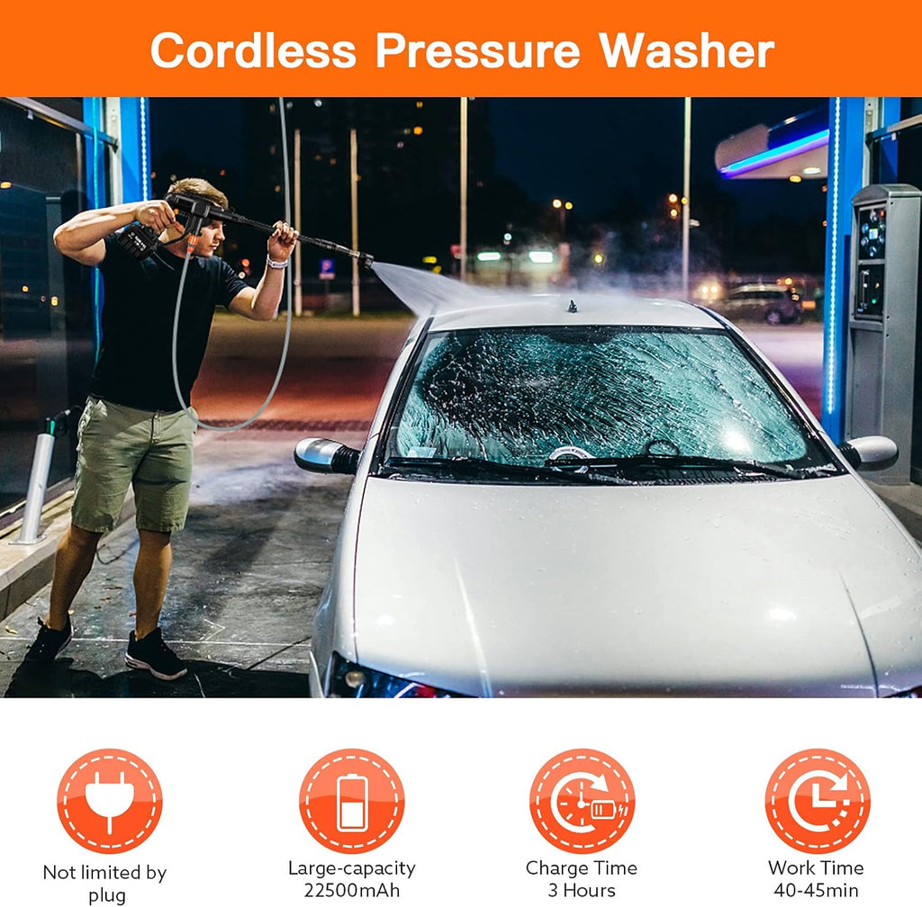 Cordless Pressure Washer with 5-in-1 Spray Nozzle H9777