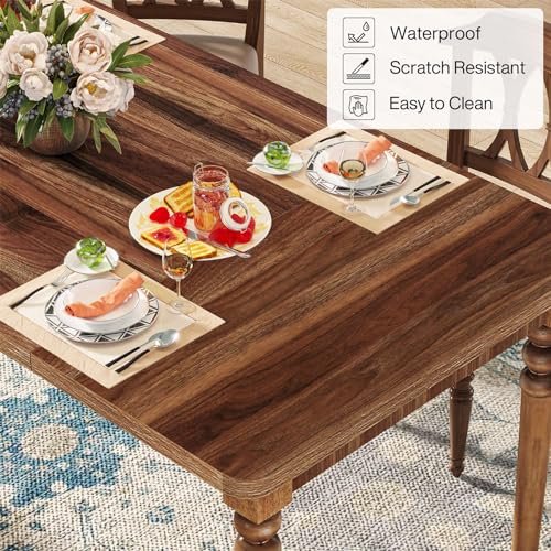 Oak Rectangular Dining Table with Wood Turned Legs, 63-Inch G720