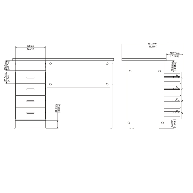 White Wooden Writing Desk Set I17917