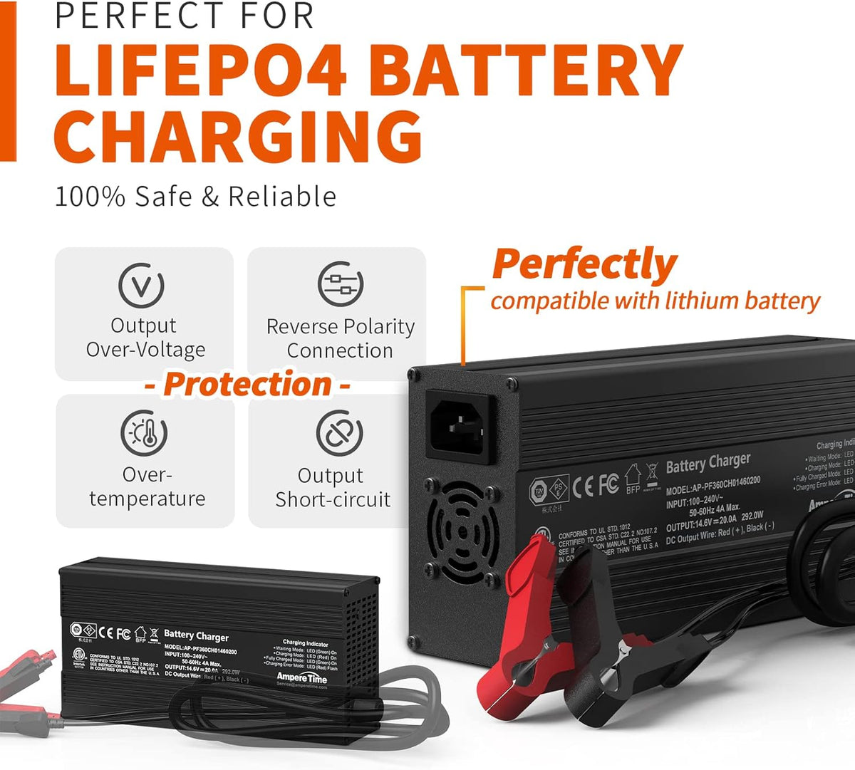 12V 400Ah LiFePO4 Battery with 250A BMS and 14.6V 40A Charger C443